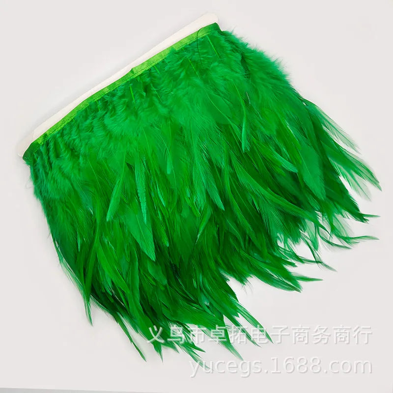 Wholesale 10 Meter 10-15CM 4-6inch Chicken Rooster Tail Feathers Trims Strip for Wedding Party Clothing Rooster Feather Trim