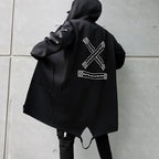 New Men Streetwear Black Jackets And Coats Hip Hop Harajuku Hooded Men's Windbreaker Overcoat Mens Clothing Outwear M-5XL