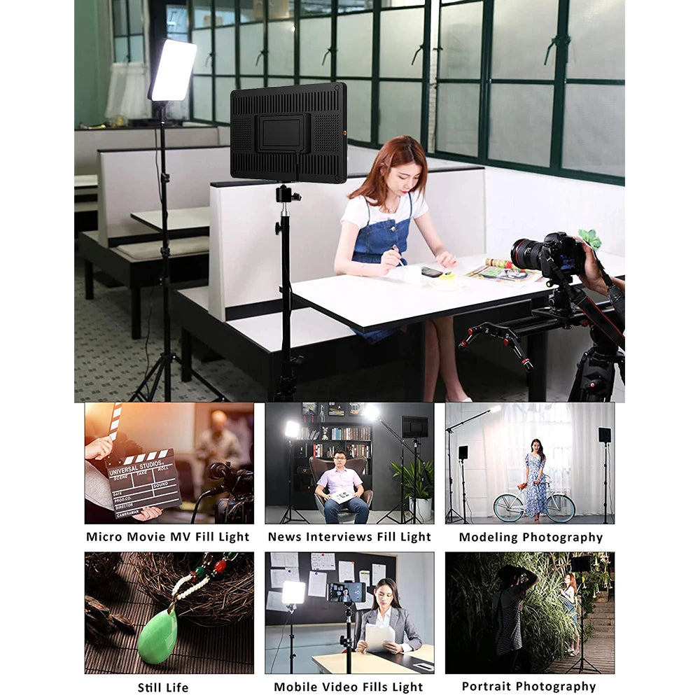 10inch LED Video Light Panel Kit EU Plug 2700K-5700K Photography Lighting With Tripod Arm Stand For Live Stream Video Photo Lamp