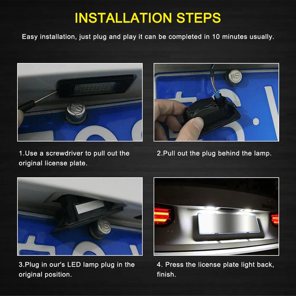 2pcs Canbus LED License Plate Lights for BMW E39 E60 E70 X5 E90 E92 E93 E71 X6