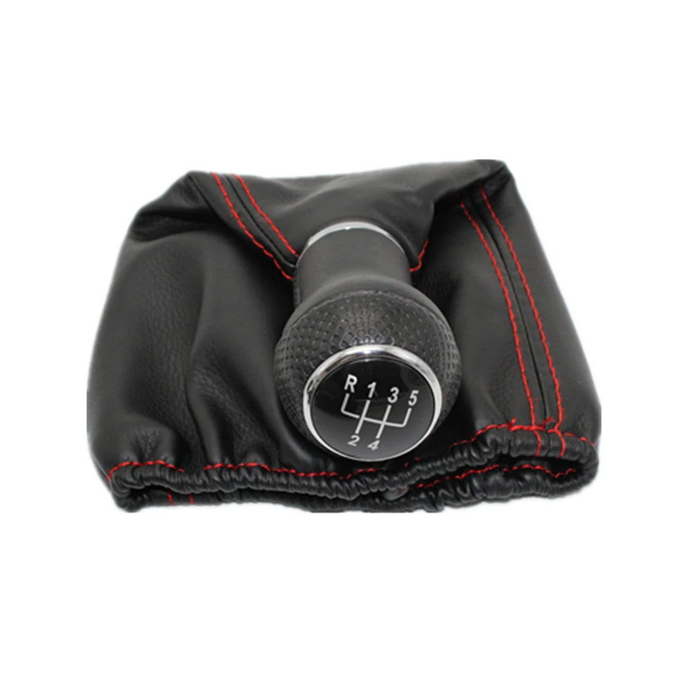 VW Polo Classic 6N/6N2 1996-2001 Gear Shift Knob with Leather Boot 5 Speed Black/Red
