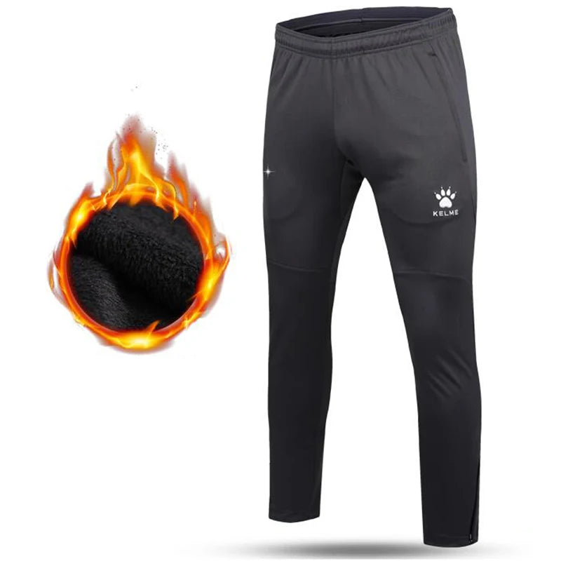 KELME Men Sports Trousers Sweatpants Kid Winter Padded Pants Thicken Jogging Women Fitness Outwear Warm Long Pants  K15Z406