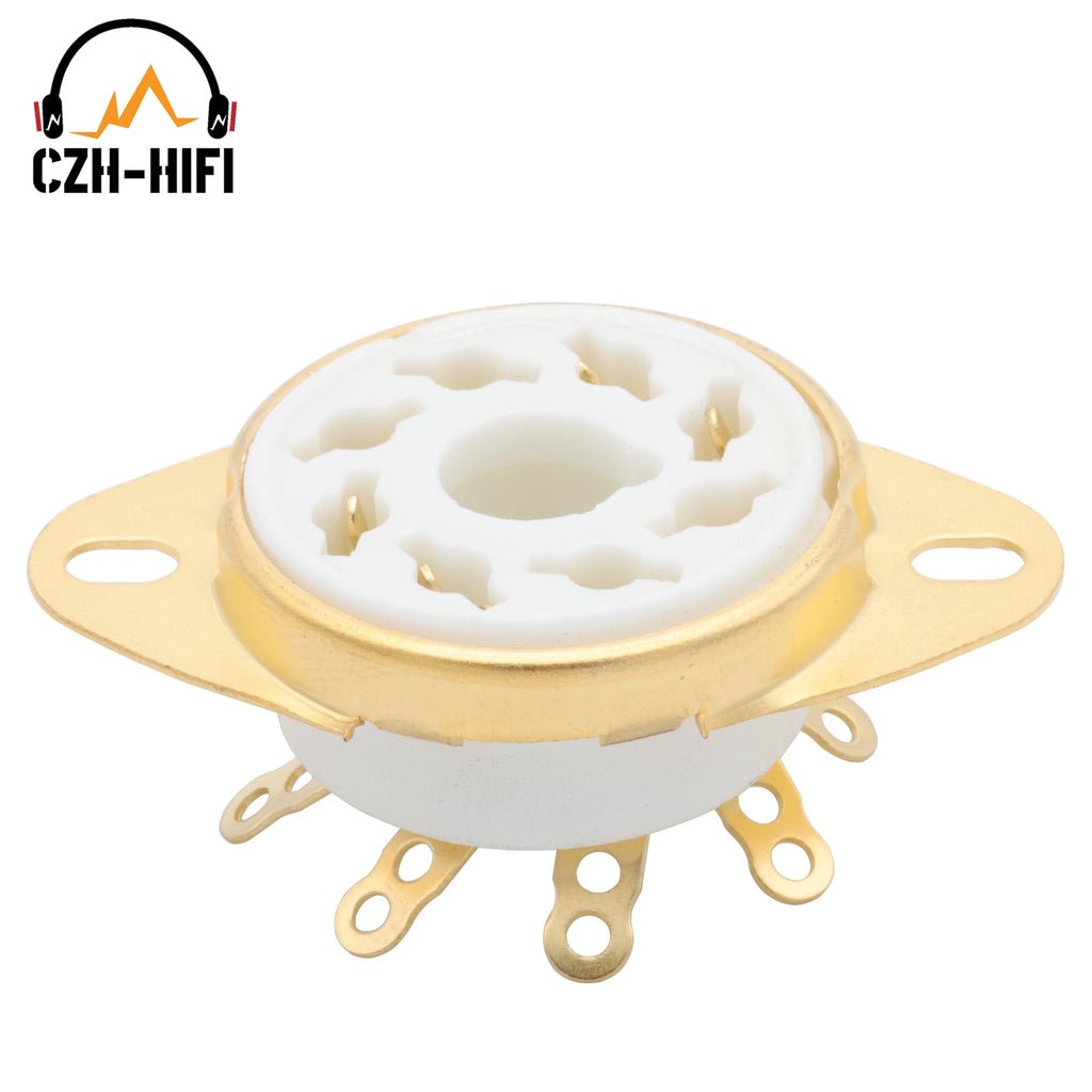 10pcs 8-Pin Octal Ceramic Tube Socket Valve Base for KT88 EL34 6L6 6V6 6SN7, Gold/Tin Plated