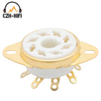 10pcs 8-Pin Octal Ceramic Tube Socket Valve Base for KT88 EL34 6L6 6V6 6SN7, Gold/Tin Plated