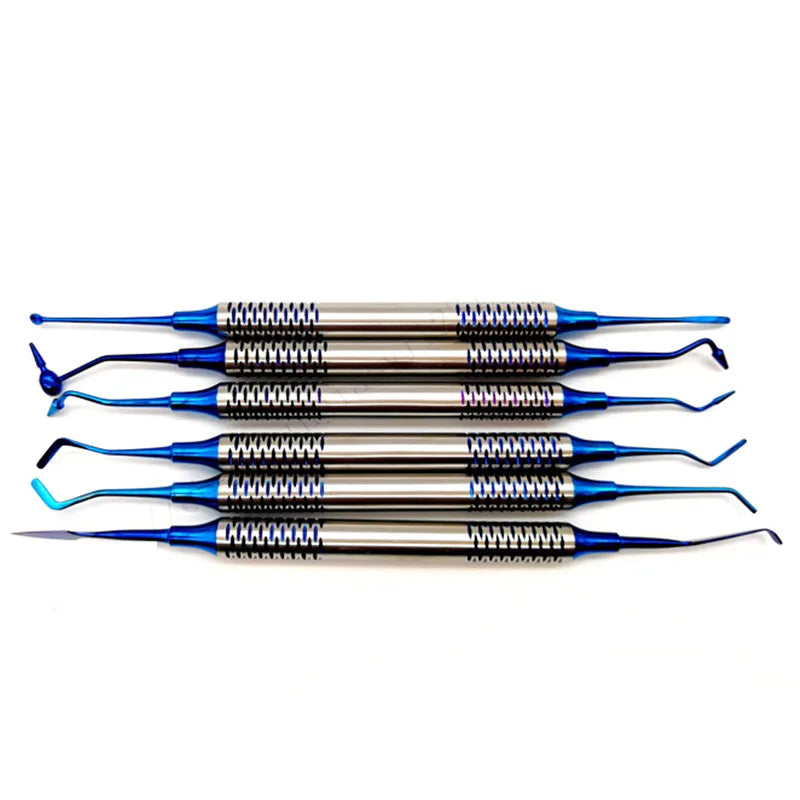 6pcs/set Dental Composite Resin Filling Spatula Titanium Plated Head Resin Filler Thick Handle Dentistry Instrument Material
