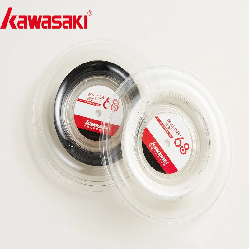 Kawasaki Badminton String Reel 200m KSB-68 Durable High Repulsion Power - Black/White