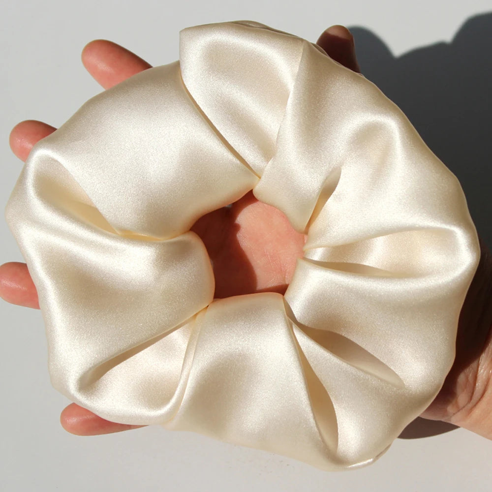Mulberry Silk Oversized Scrunchie Hair Tie 6cm Elastic Ponytail Holder, Baby Blue