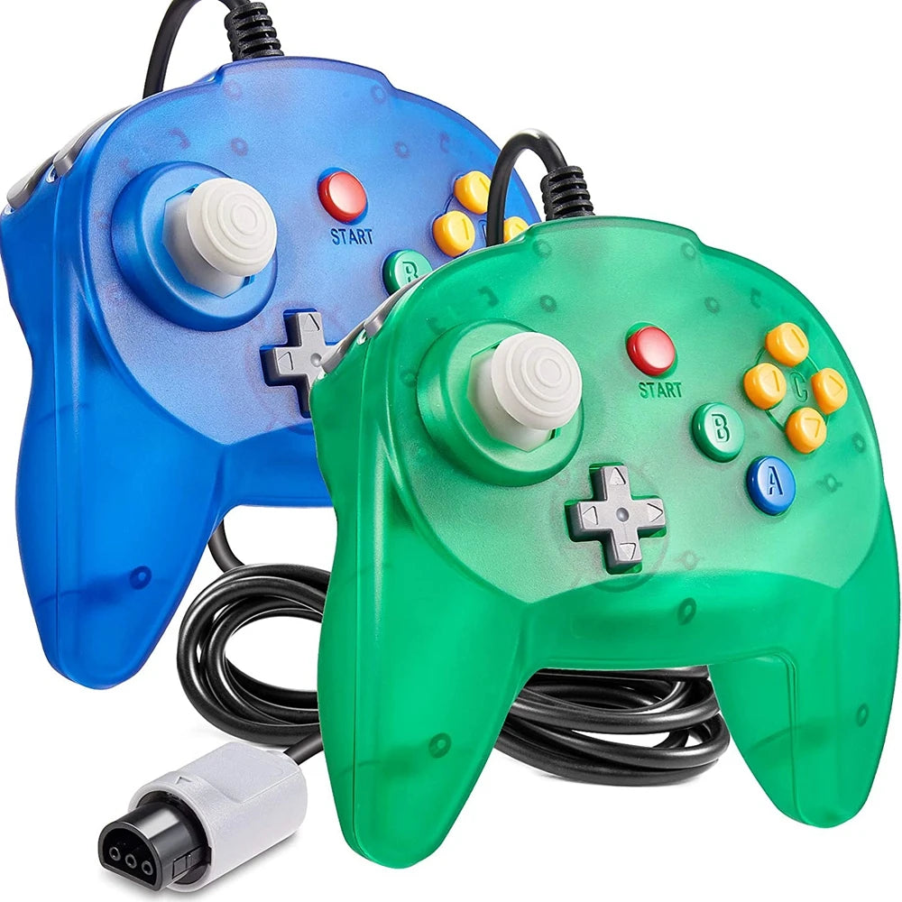 N64 Wired Controller Gamepad with Joystick, Plug & Play, 2 Pack, Multiple Colors