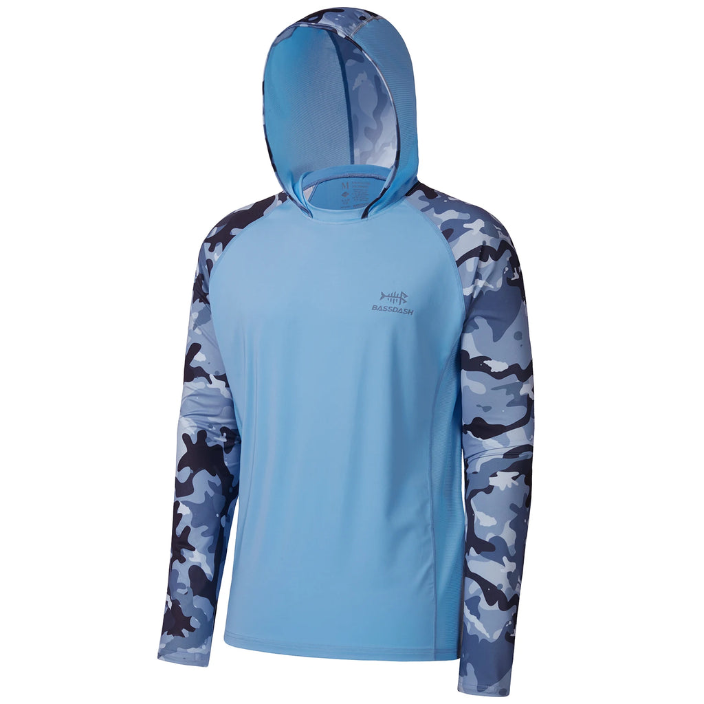 Bassdash Men’s UPF 50 Performance Fishing Shirt Cooling Hoodie Camo Long Sleeve  FS17M
