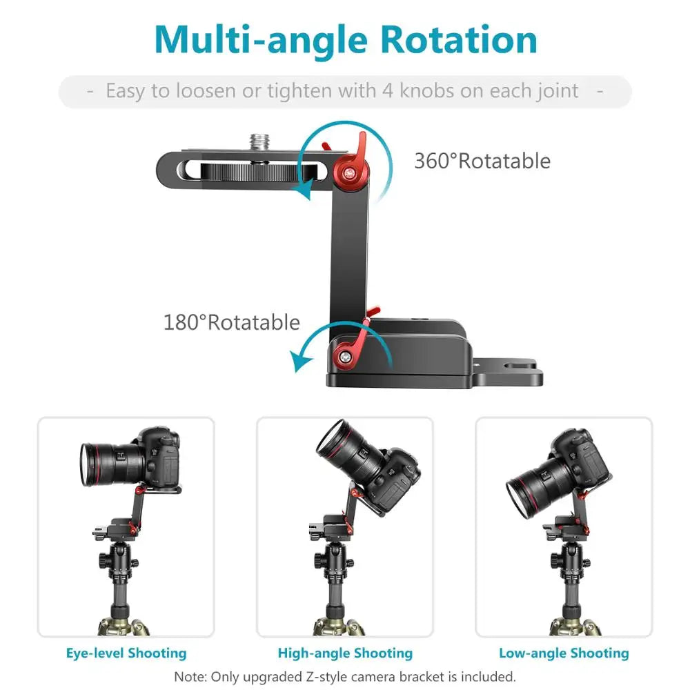 Neewer Upgraded Z-Flex Tilt Head Z Type Tripod Head with 4 Adjust/Fixing Knob, Quick Release Plate and Spirit Level for Tripod