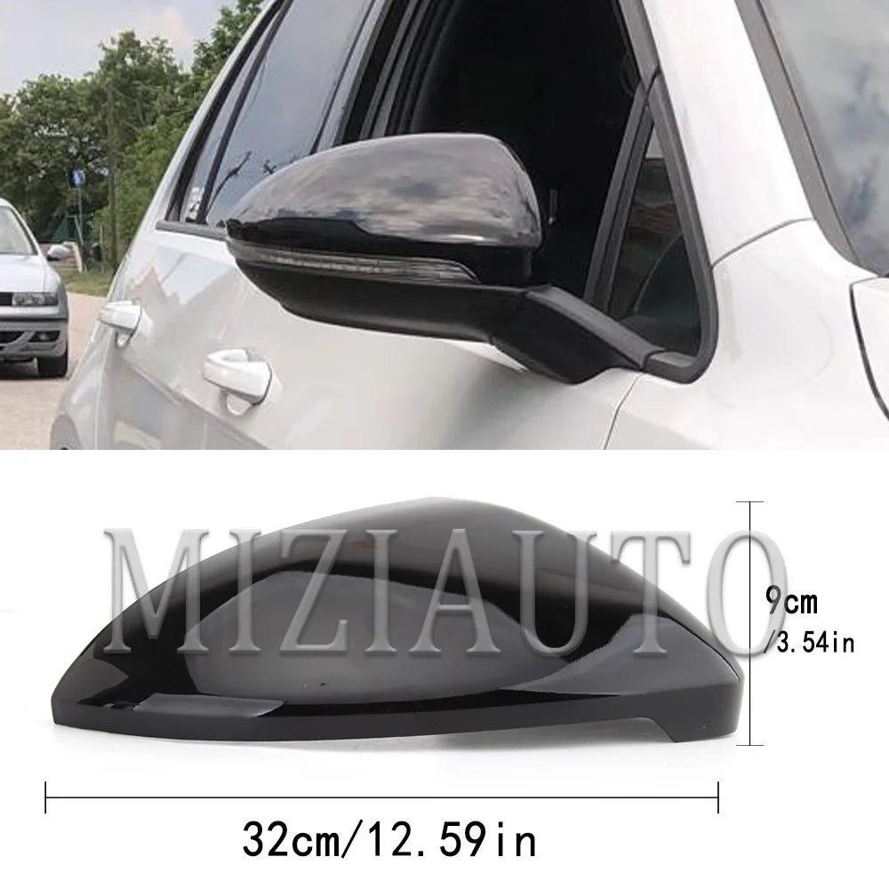 Side Rear View Mirror Cover Caps Signals For VW Golf 7 MK7 7.5 GTI For Touran 2013-2020 Bright Black Mirror Case Car Accessories