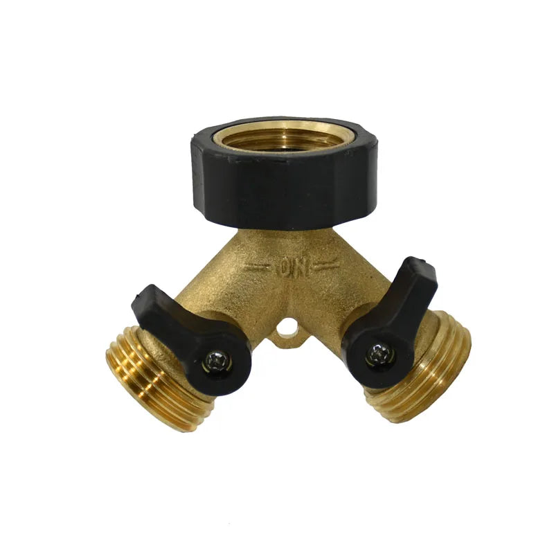 Brass Female 3/4" 2-Way Garden Tap Water Splitter Y Irrigation Valve Female 3/4 Garden Hose Splitter Watering Adjustable 1Pcs