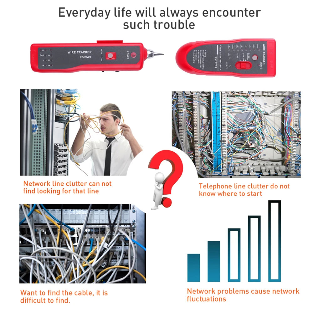 kebidumei Ethernet LAN Network Cable Tester RJ11 RJ45 Cat5 Cat6 Telephone Wire Tracker Tracer Toner  Detector Line Finder