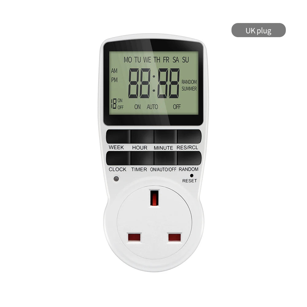 12/24 Hour Electronic Digital Timer Switch EU UK US AU FR Plug Programmable Timing Socket Kitchen Timer Outlet Timer Control