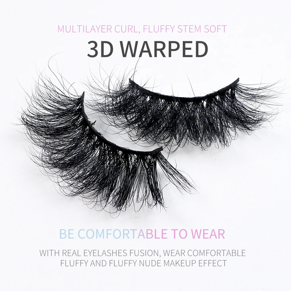 Mink Lashes Wholesale 5/10/30/50 Pairs 25mm Eyelashes Long Wispy Messy Fluffy Lashes Bulk Makeup 25 mm Mink Eyelashes