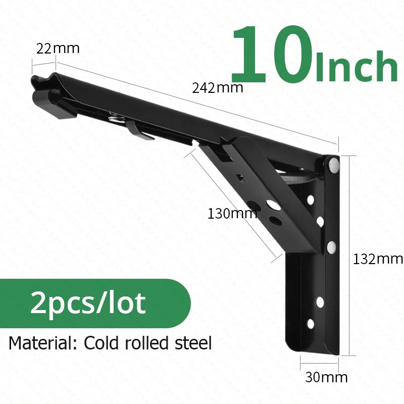 KAK 2pcs Folding Shelf Brackets Heavy Duty Stainless Steel Collapsible Shelf Bracket for Table Work Space Saving DIY Bracket