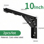 KAK 2pcs Folding Shelf Brackets Heavy Duty Stainless Steel Collapsible Shelf Bracket for Table Work Space Saving DIY Bracket