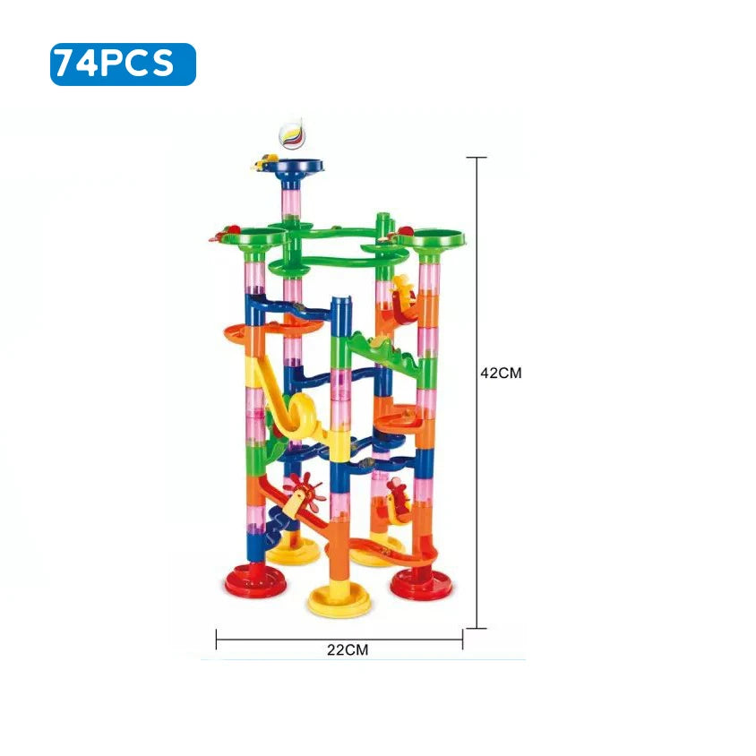Marble Run Race Track Building Blocks Kids 3D Maze Ball Roll Toy DIY Marble Run Race Coaster Set 80/105/109/133pc Christmas Gift