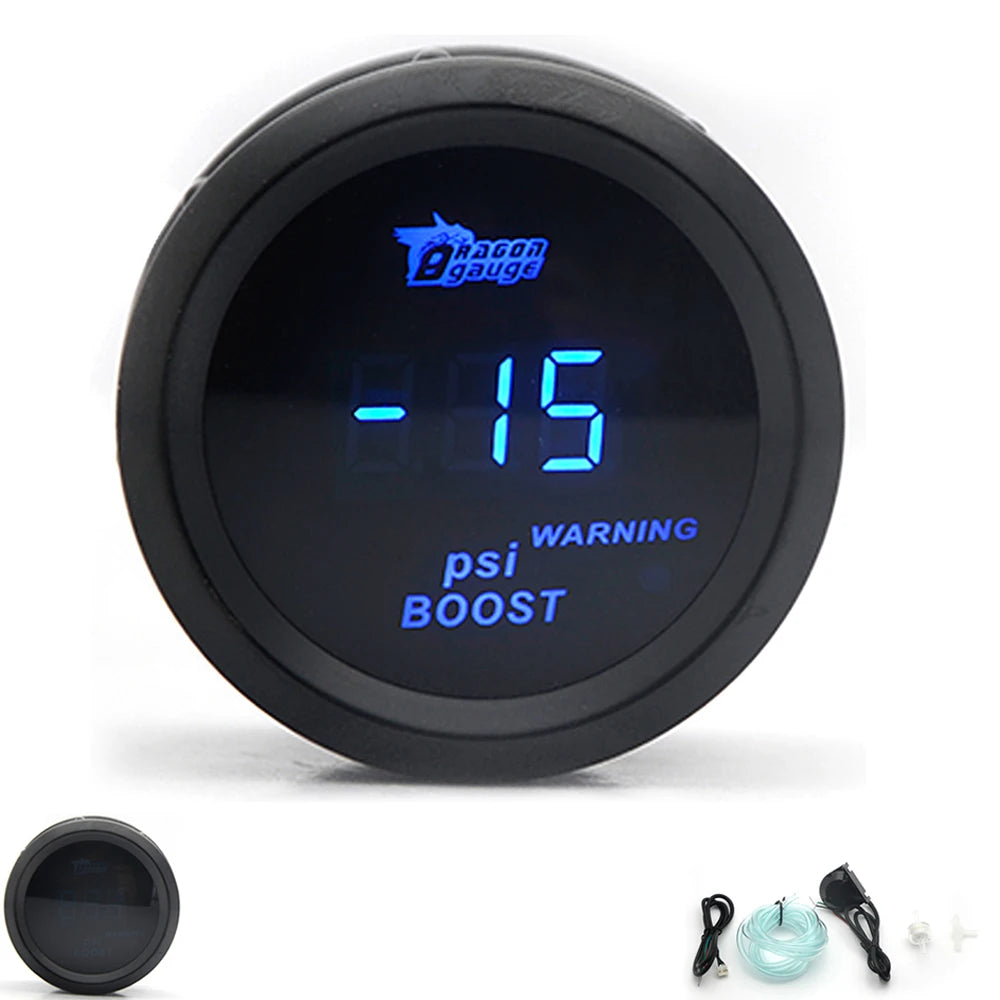 2" 52mm Car Digital Turbo Boost Gauge PSI BAR Water Temp Oil Temp Oil Pressure Gauge Voltmeter EGT Tachometer RPM gauge