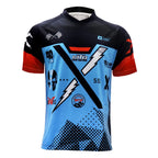 Men's Motocross Jersey Downhill MTB Cycling Shirt, Black/Blue/Beige, S-XXXL