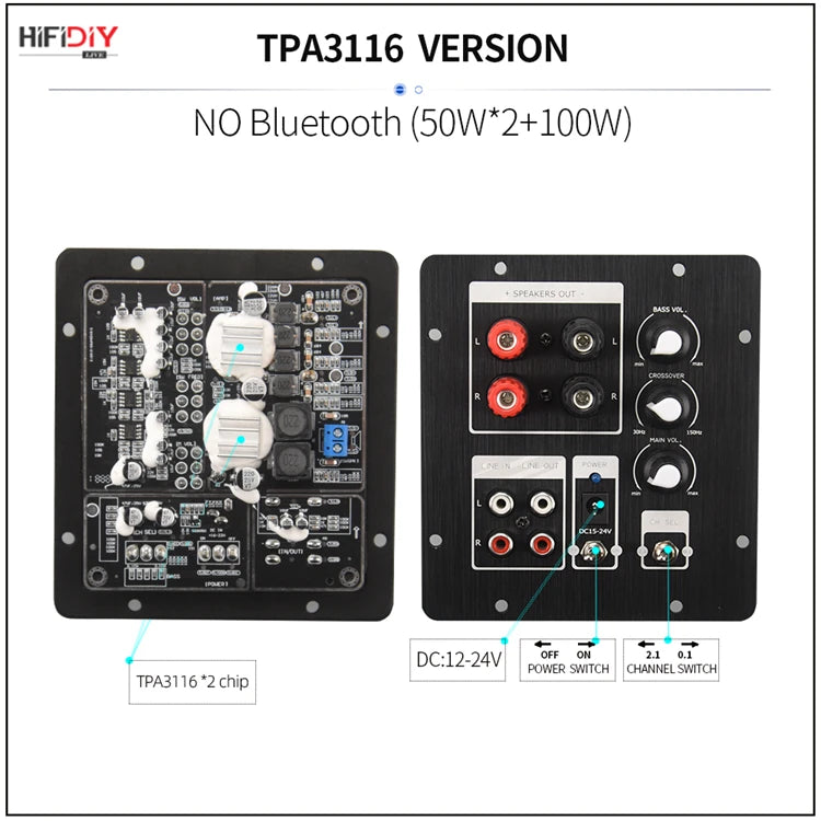 HIFIDIY LIVE 2.1 Amplifier Board TPA3118 2x30W + 60W Sub, Independent 2.0 Out