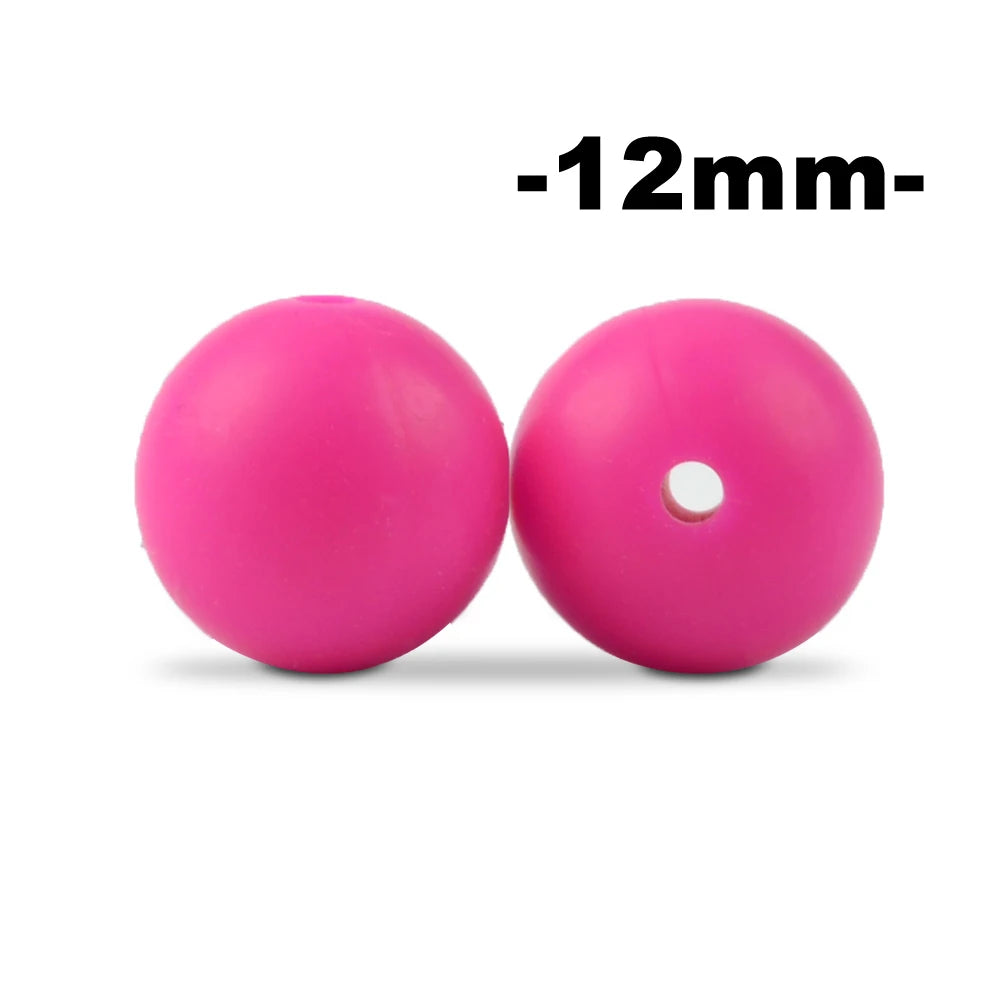 LOFCA 100Pcs/lot 12MM Round Shape Silicone Beads Used in jewelry making Necklace Bracelets Keychain Jewelry accessories