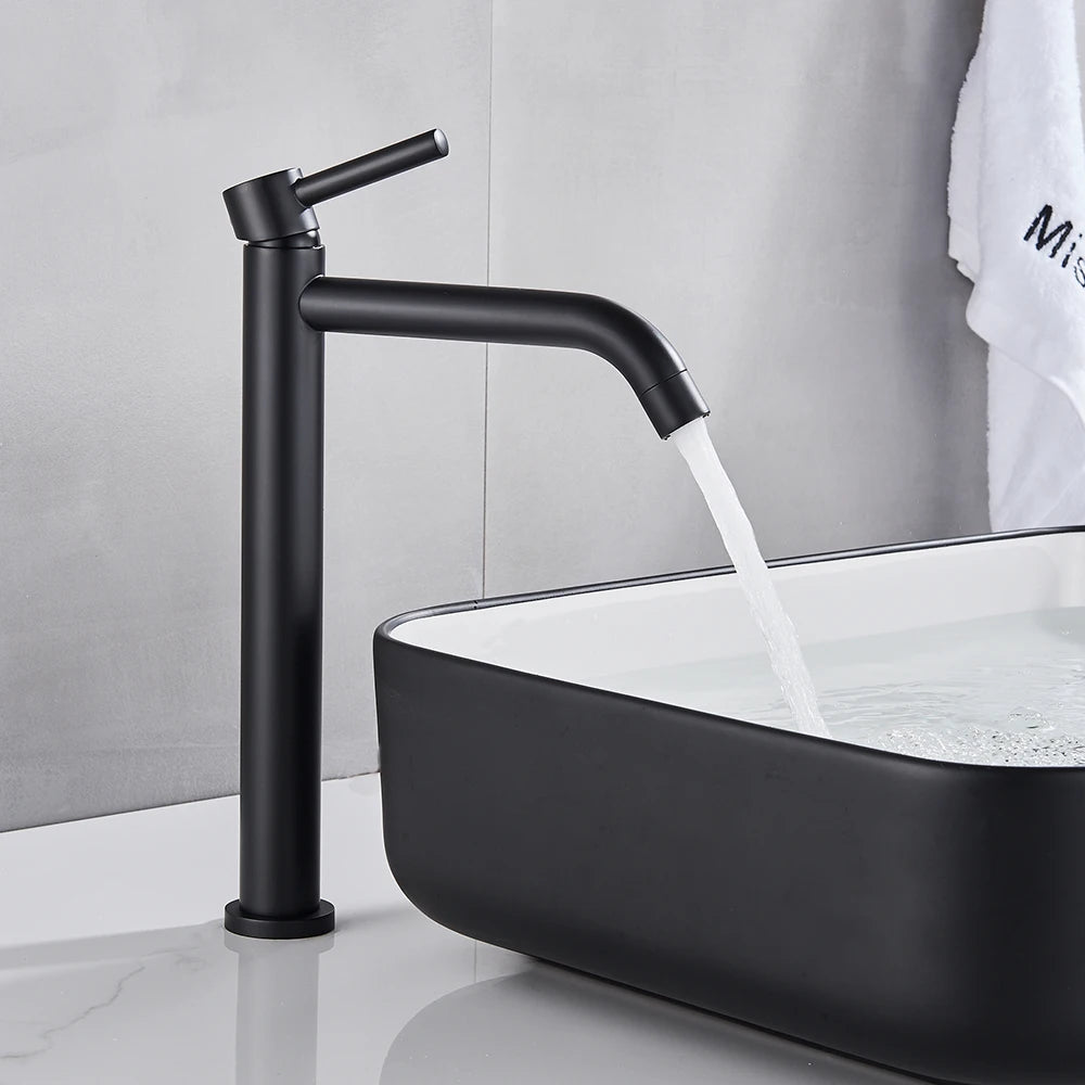 Black Basin Faucet Bathroom Washbasin Water Mixer Tap Hot Cold Water Basin Sink Tap Bathroom Faucet Tap Brushed Gold Faucet