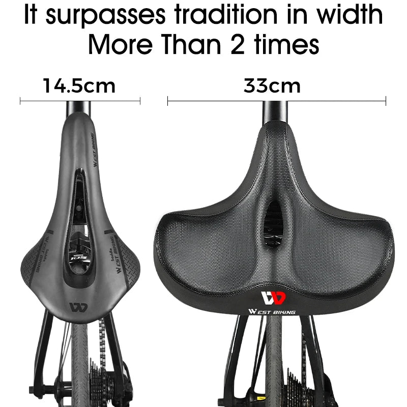 WEST BIKING Ergonomic Soft Bicycle Saddle Widen Thicken Cushion Pad MTB Road Bike Saddle Comfortable Breathable Cycling Seat