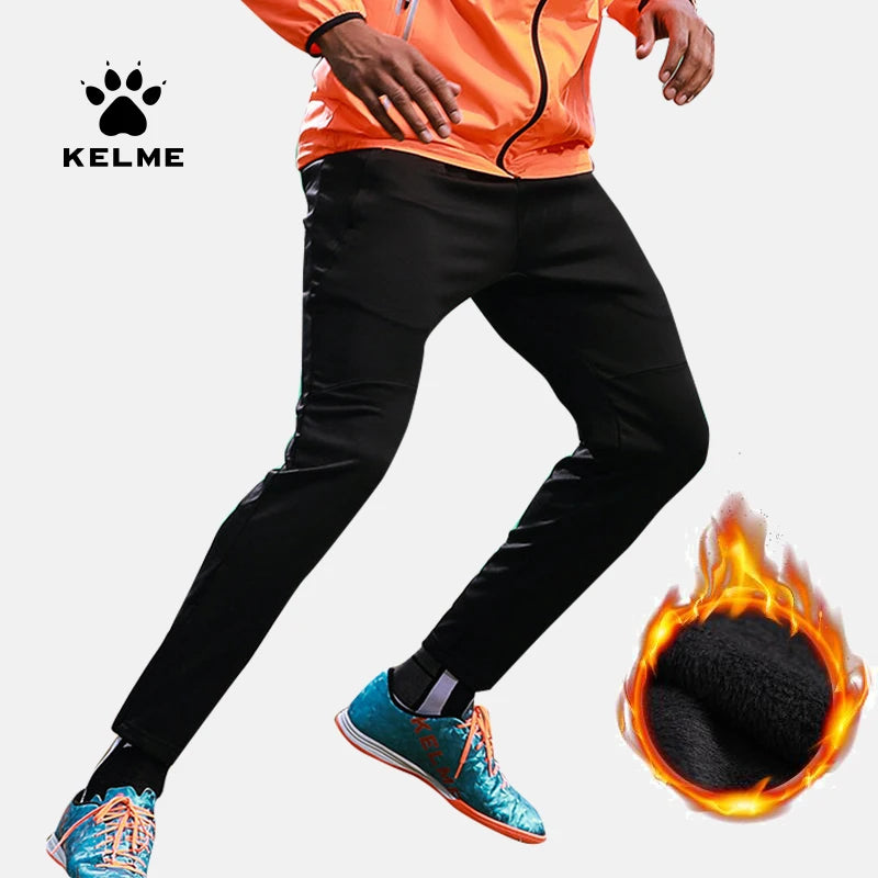 KELME Men Sports Trousers Sweatpants Kid Winter Padded Pants Thicken Jogging Women Fitness Outwear Warm Long Pants  K15Z406
