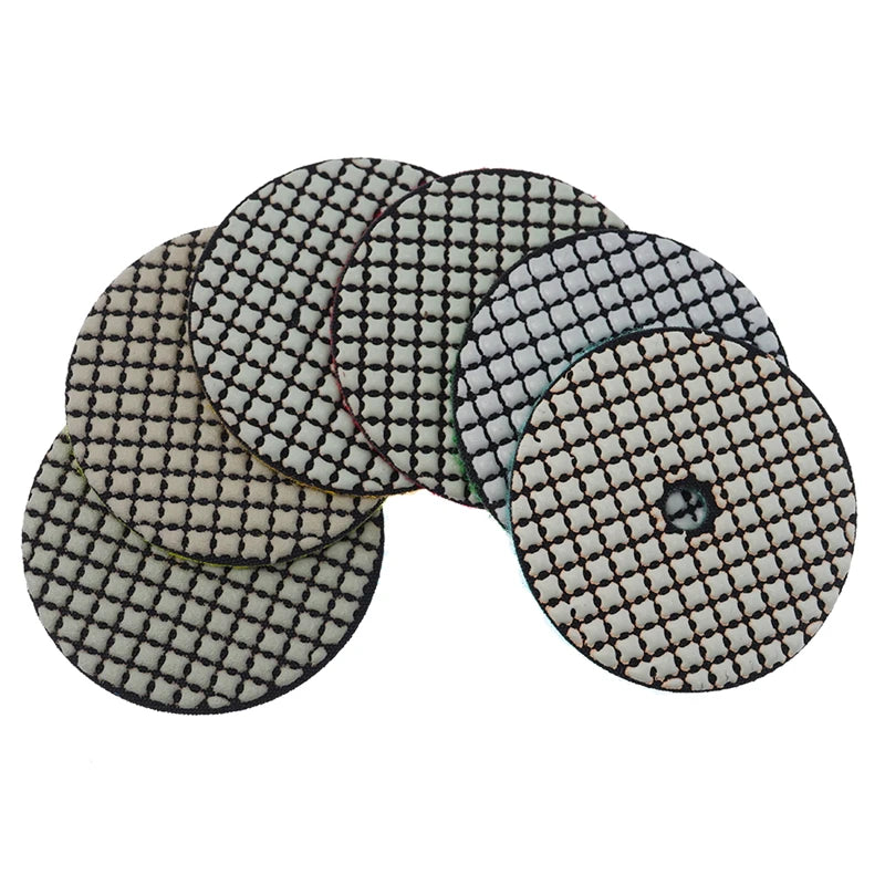 Dry Diamond Polishing Pads 4in 100mm for Granite Marble Stone, 6pcs + M14 Backer Pad