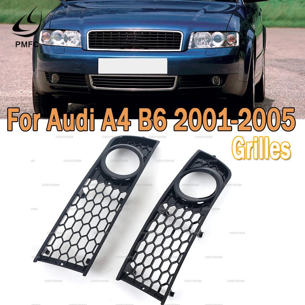PMFC Front Bumper Side Fog Light Grill Mesh Grille Honeycomb Hex For Audi A4 B6 2001 2002 2003 2004 2005 8E0807681 8E0807682