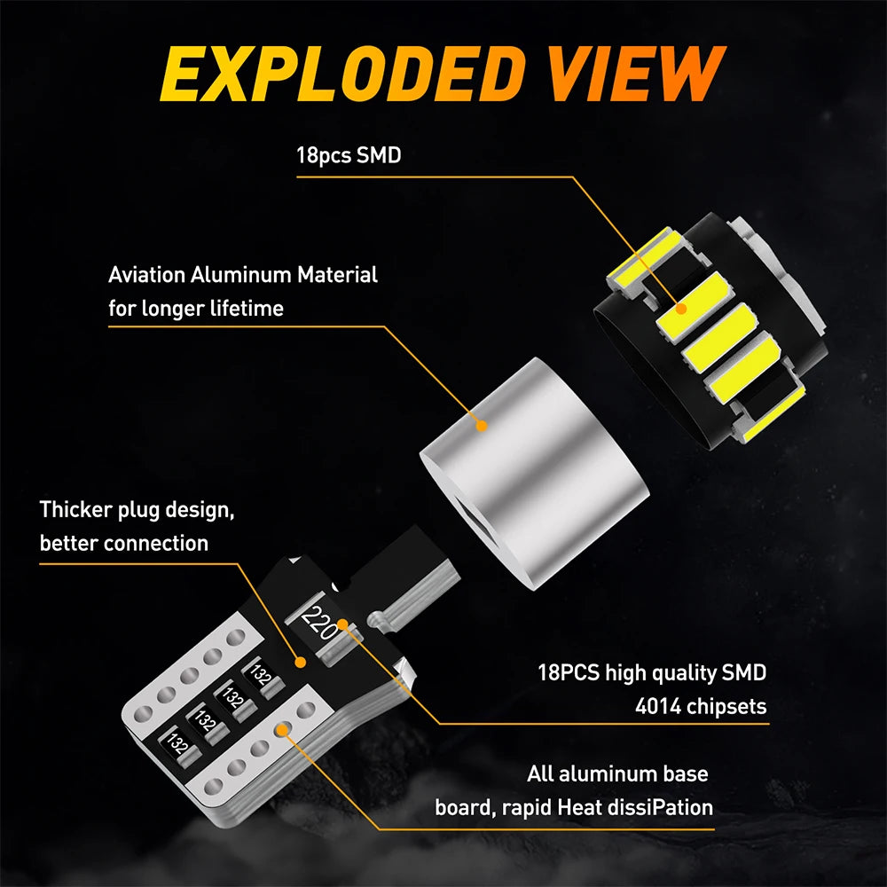 10Pcs LED T10 W5W 194 501 LED Bulb Canbus No Error Car Interior Lights Lamp for BMW Audi Mercedes W211 VW Golf 7 Ford Fiesta