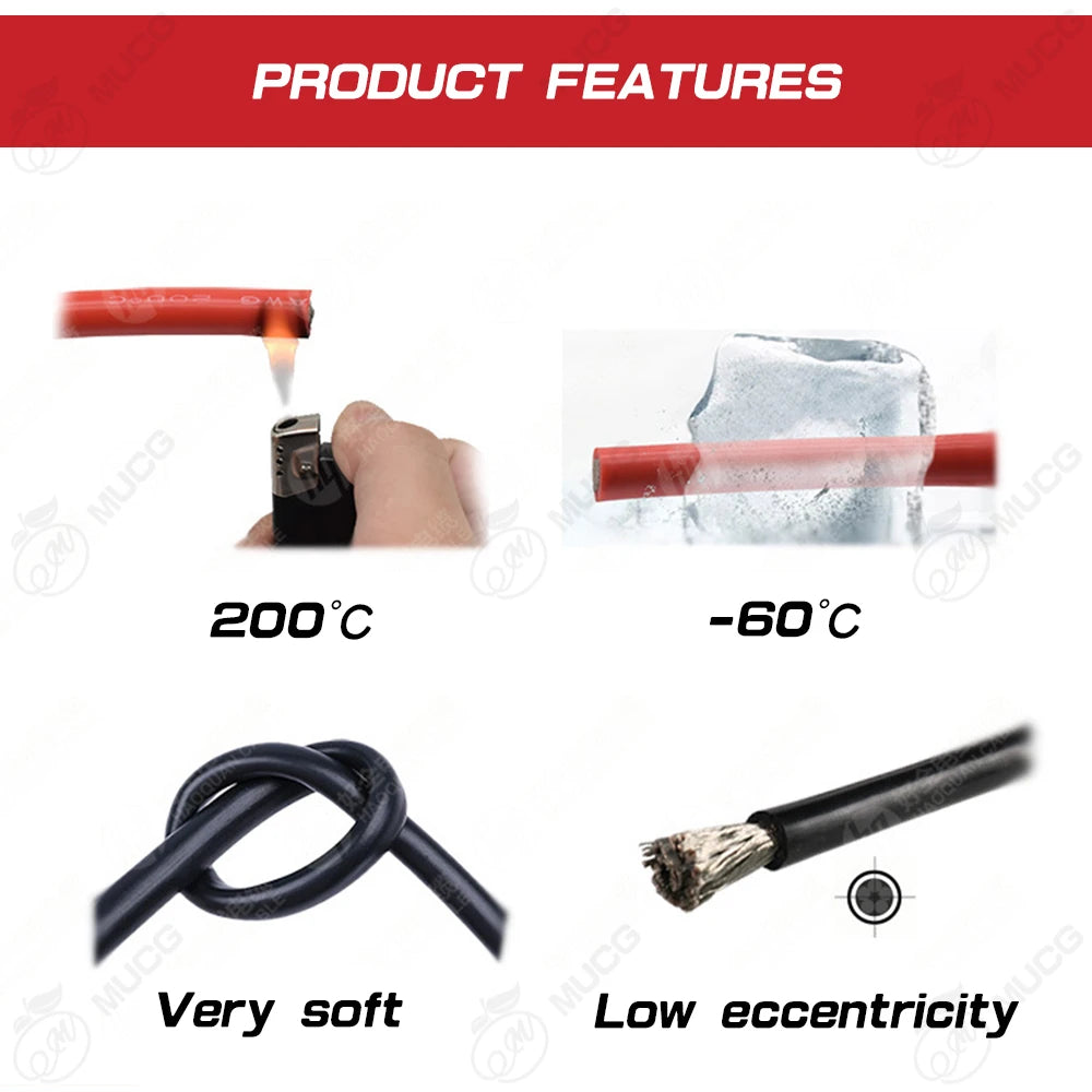 2 pin cable or Black Red Silicone wire Automotive Led lamp Electric cables 26 24 22 20 18 awg 18awg 16awg 14awg 12awg 10awg 8awg