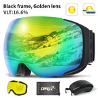 COPOZZ Magnetic Ski Goggles with Quick-Change Lens and Case Set 100% UV400 Protection Anti-fog Snowboard Goggles for Men & Women