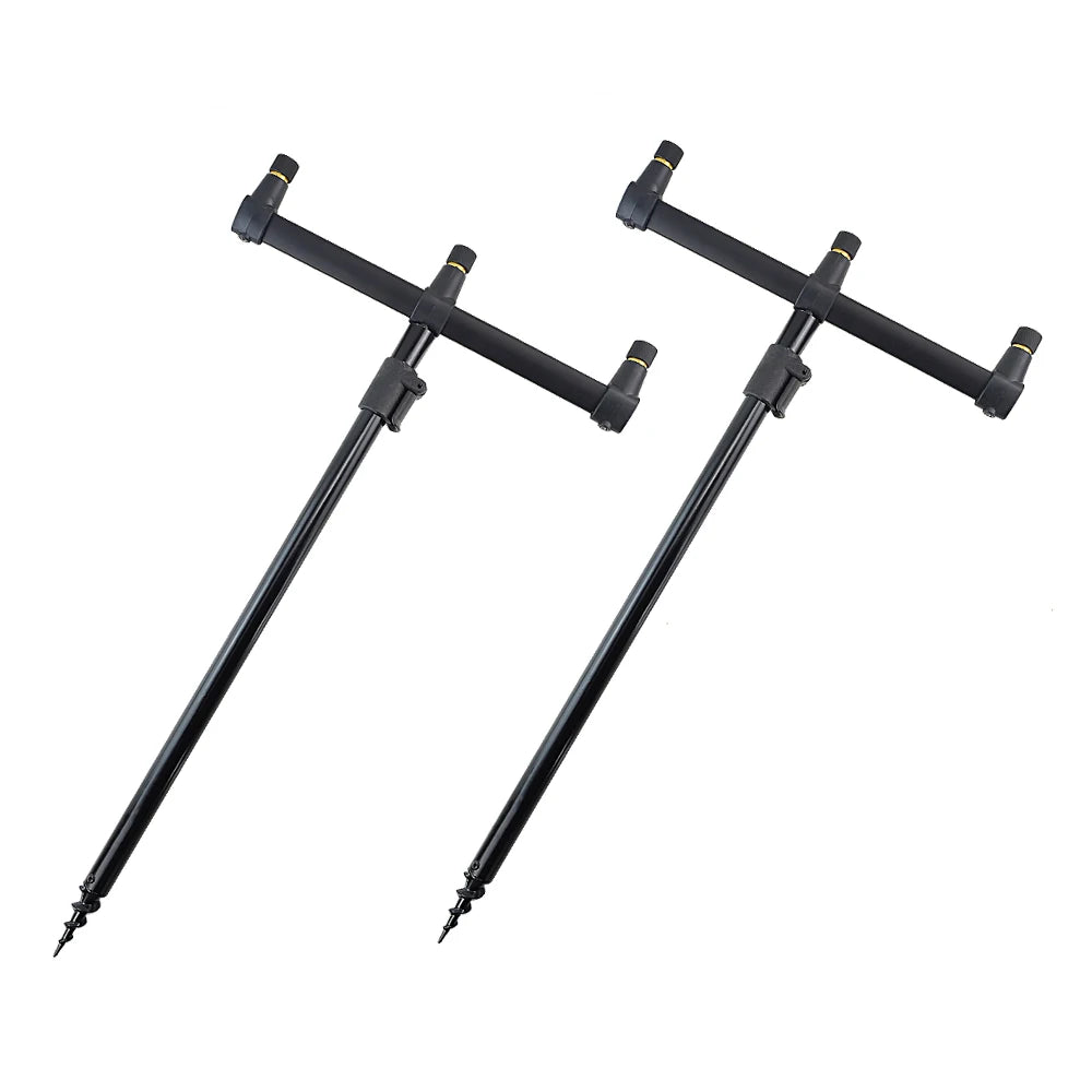 Hirisi Aluminium Carp Fishing Rod Pod Set with Bag 2pcs Bank Sticks and 2pcs Buzz Bars for 3 Rods