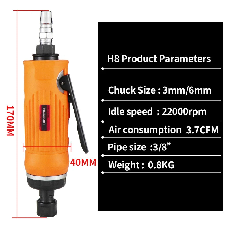 HIFESON Air Die Grinder Grinding Mill Pneumatic Engraving Machine Polishing Machine Tools Engraving Tool
