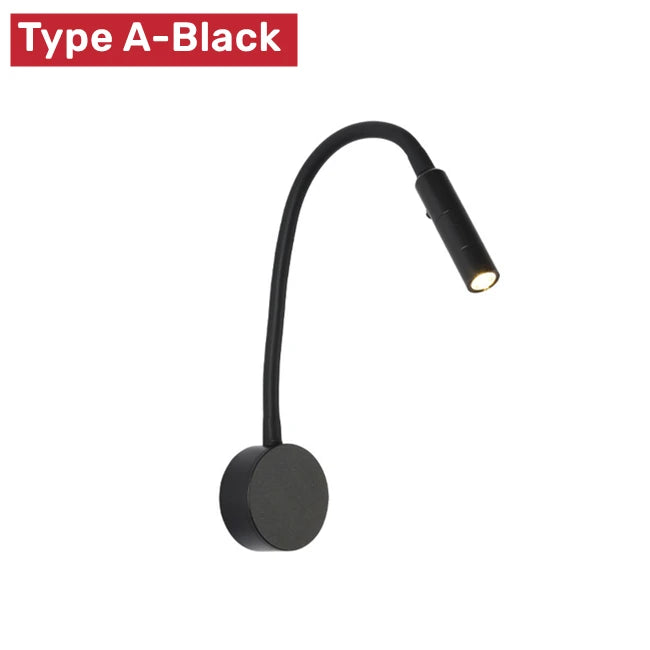 Modern LED Reading Wall Lamp 1W/3W Flexible Hose Bedside Wall Mounted Sconce Bedroom Study Book Wall Light With Switch AC85-265V