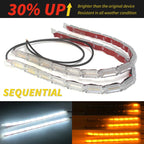 2pcs White Amber Flexible LED Strip LED DRL Daytime Running Light Waterproof Sequential Daylight  RED Brake Turn Signal lights
