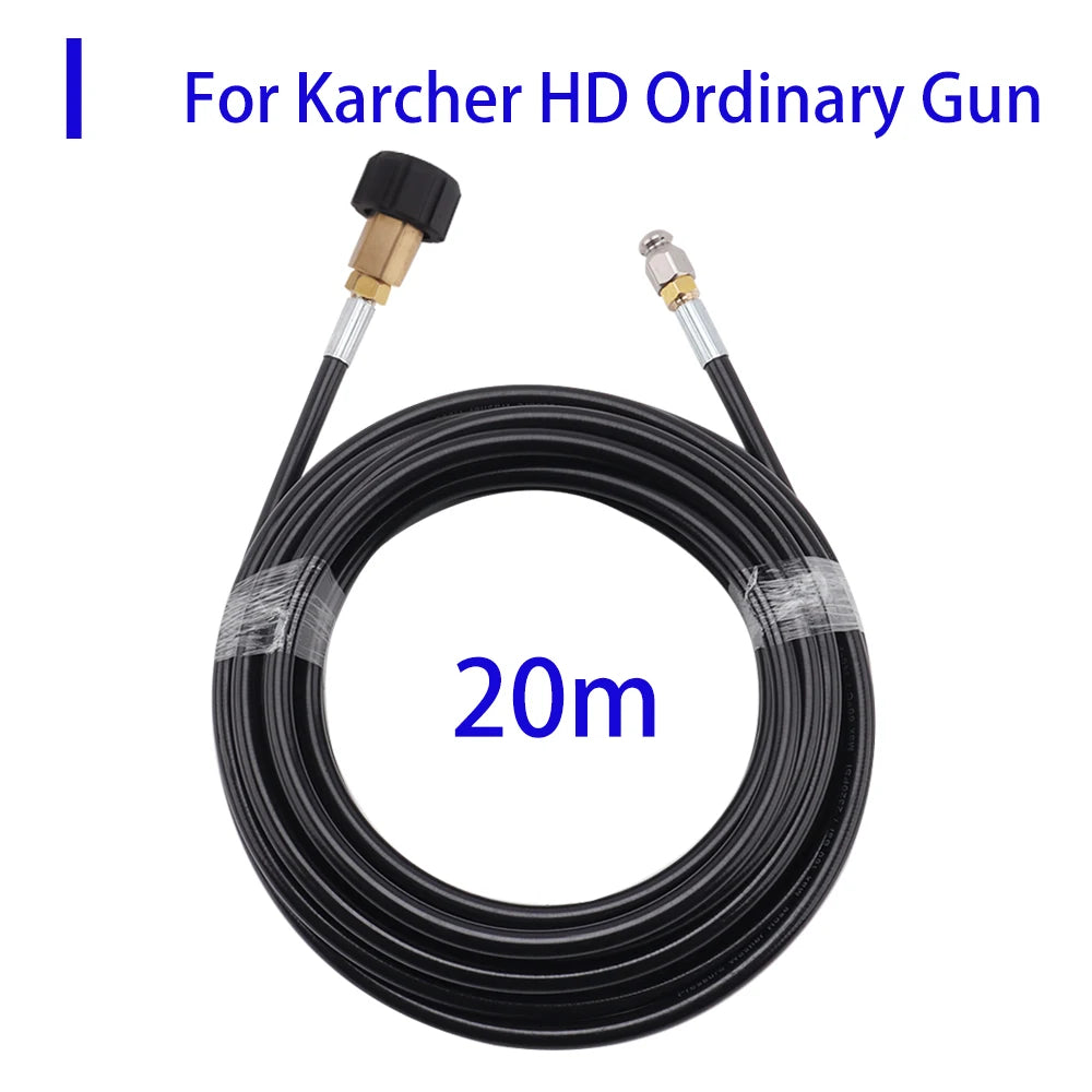 20m Sewer Drain Water Cleaning Hose Sewage Pipe Blockage Clogging hose Cord Nozzle for Karcher Bosch High Pressure Jet Washer