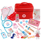 Wooden Pretend Play Doctor Educational Toys for Children Medical Simulation Medicine Chest Set for Kids Role Playing Pretend Toy