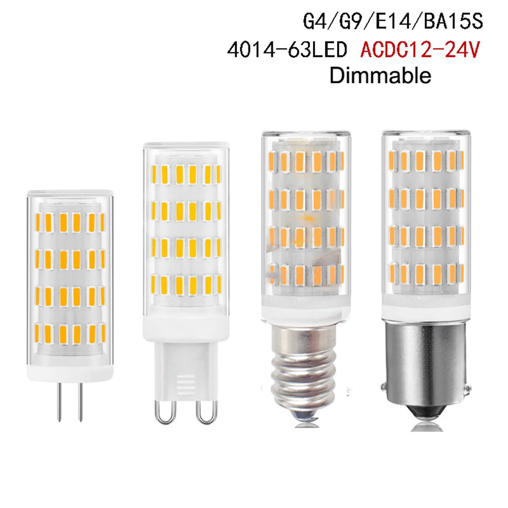 5pcs 12v 24V Dimmable LED lampada g4 G9 E14 BA15S led bulb Cool Warm White For Crystal Chandelier Replace 50w Halogen Lamp