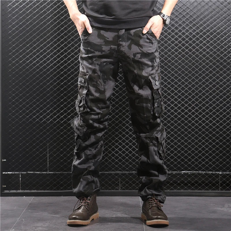 Men's Cargo Jogger Pants Loose Fit Hiking Sweatpants, Army Green/Yellow, Sizes 29-44