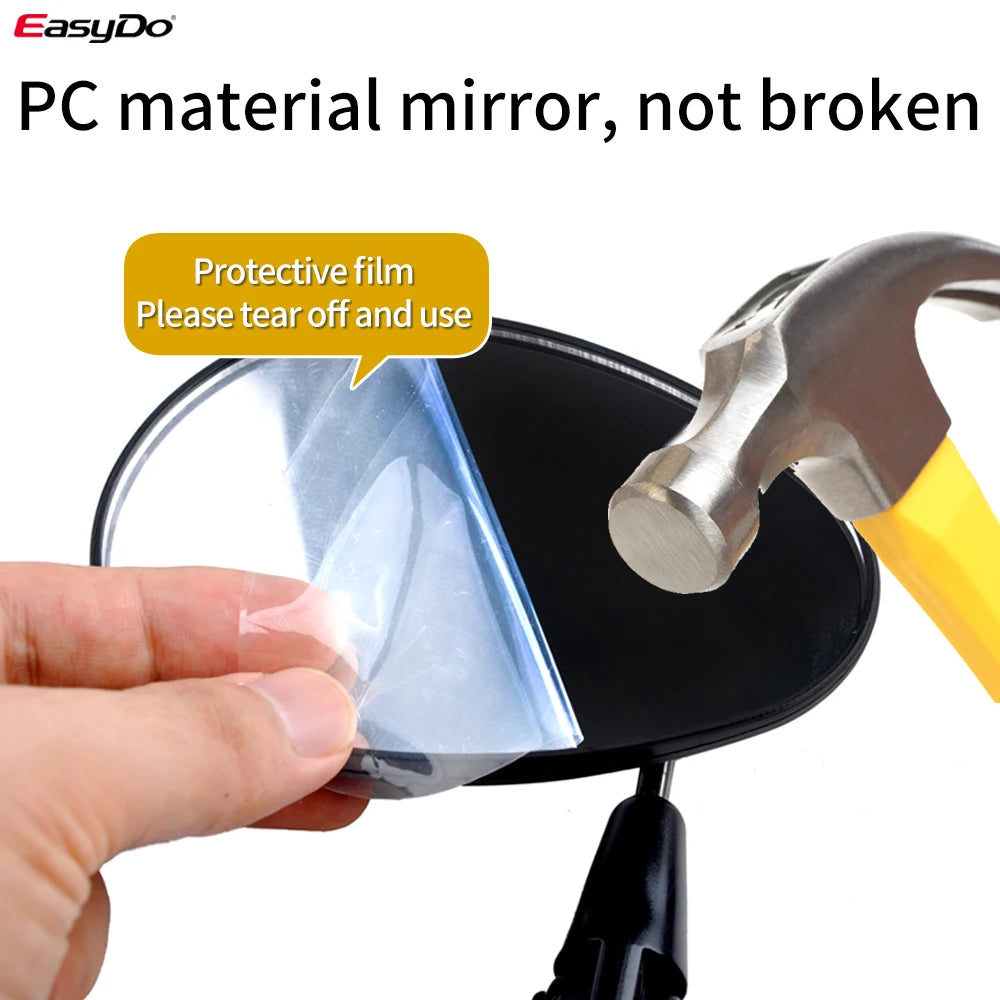 EasyDo Bicycle Handlebar 360 Rotation Wide-range Adjust-rearview Mirror Left and Right Reflector 17-24.5MM PC Anti-drop MTB
