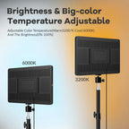 10inch LED Video Light Panel Kit EU Plug 2700K-5700K Photography Lighting With Tripod Arm Stand For Live Stream Video Photo Lamp