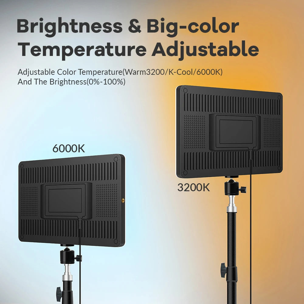10inch LED Video Light Panel Kit EU Plug 2700K-5700K Photography Lighting With Tripod Arm Stand For Live Stream Video Photo Lamp