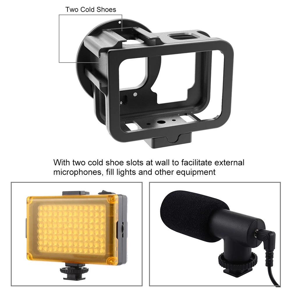 PULUZ for GoPro HERO12 11 Black 10 9 Black Thicken Housing Shell CNC Aluminum Alloy Protective Cage with Frame & 52mm UV Lens