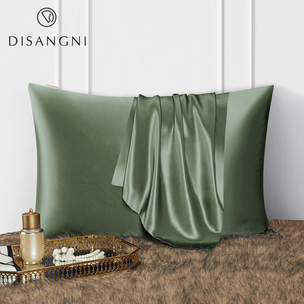 DISANGNI 22 Momme 100% Natural Mulberry Silk Pillowcase for Hair and Skin - Double-Sided Pure Silk, Invisible Zipper Design, 1PC
