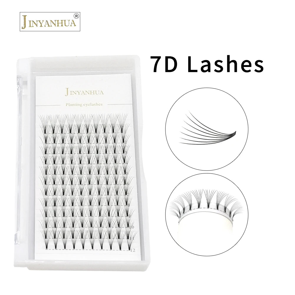 JINYANHUA Pre-Made Volume Lash Extension Fans Short Stem 0.07mm C/D Curl 8-15mm