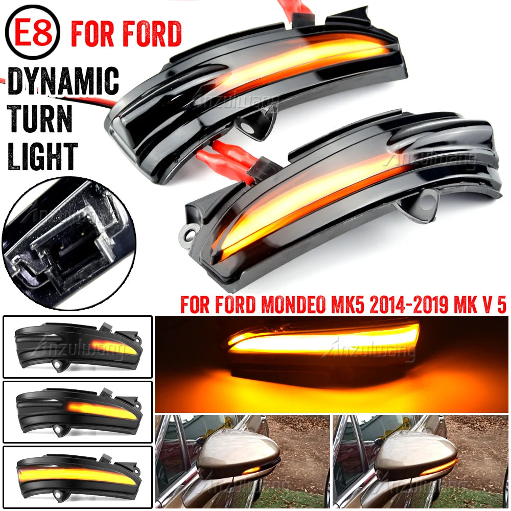 Dynamic Blinker For FORD MONDEO MK5 2014-2019 MK V 5 LED Turn Signal Light Side Lamp 2015 2016 2017 2018 MK V 5