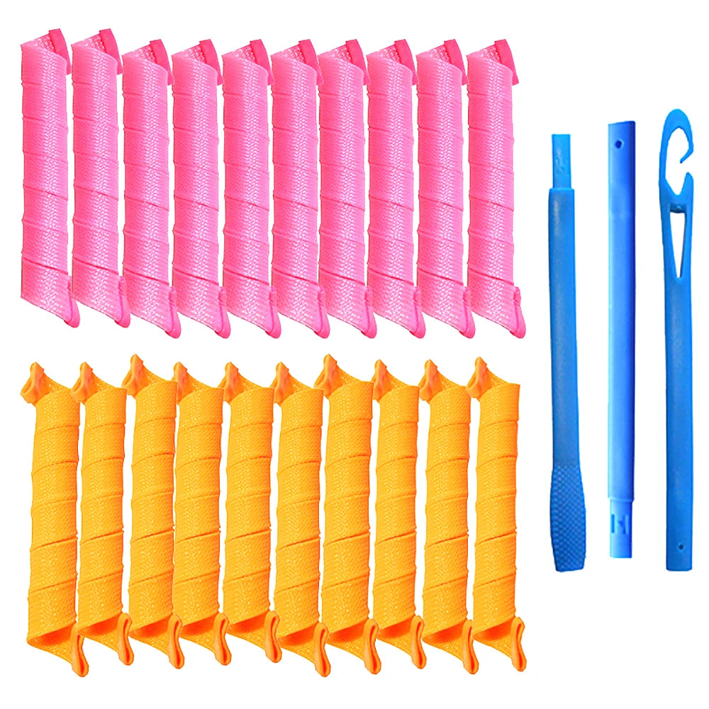No-Heat Spiral Hair Curlers Set 40pcs Magic Curling Rollers, 45/50/55cm for Long Hair